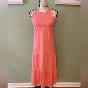 Girls’ Sleeveless Pink Salmon Maxi Dress